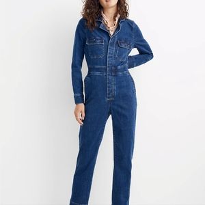 Madewell stretch denim button up jumpsuit coverall
